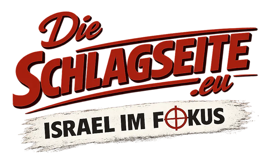 Logo von Die Schlagseite.eu mit dem Zusatz Israel im Fokus und einem Fadenkreuz im Wort Fokus
