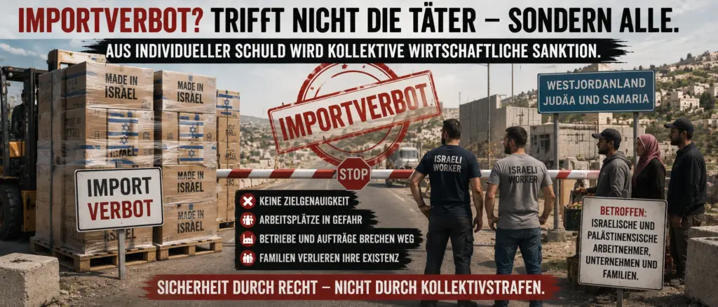 Siedlergewalt im Westjordanland: Was SPIEGEL ausblendet 4 Importverbot für israelische Produkte trifft israelische und palästinensische Arbeitnehmer, Unternehmen und Familien in Judäa und Samaria