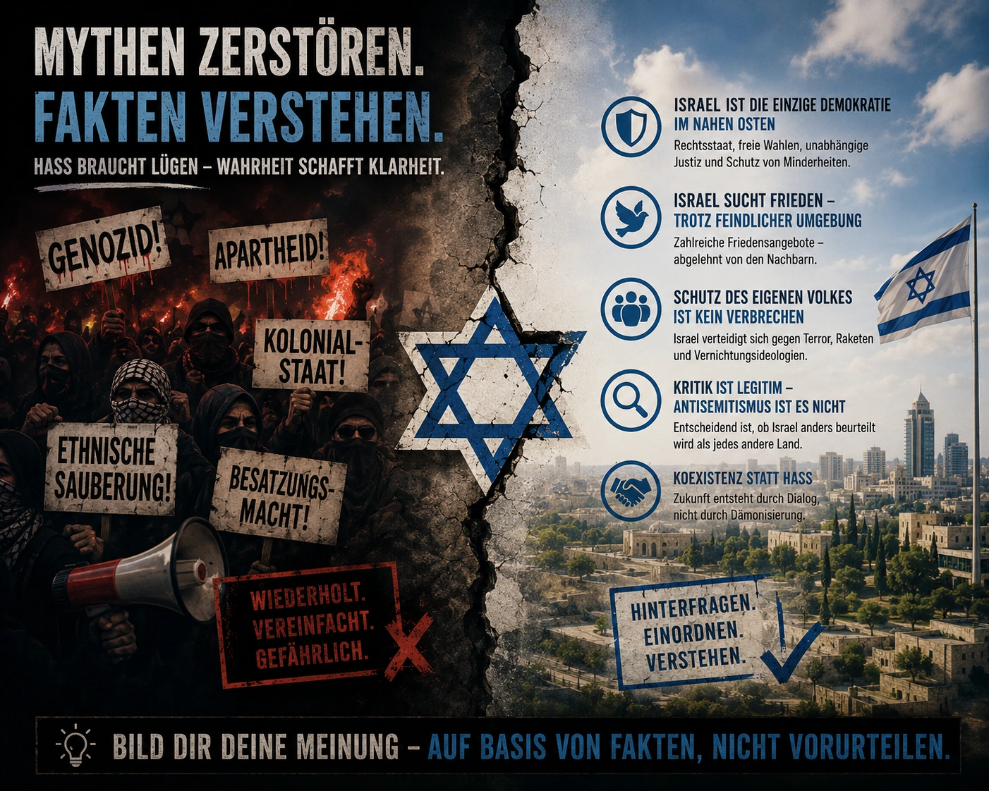 Feindbild Israel: Wie Linksextreme, Islamisten und Rechte zusammenfinden 9 Israel zwischen Dämonisierung, Mythen und faktenbasierter Einordnung