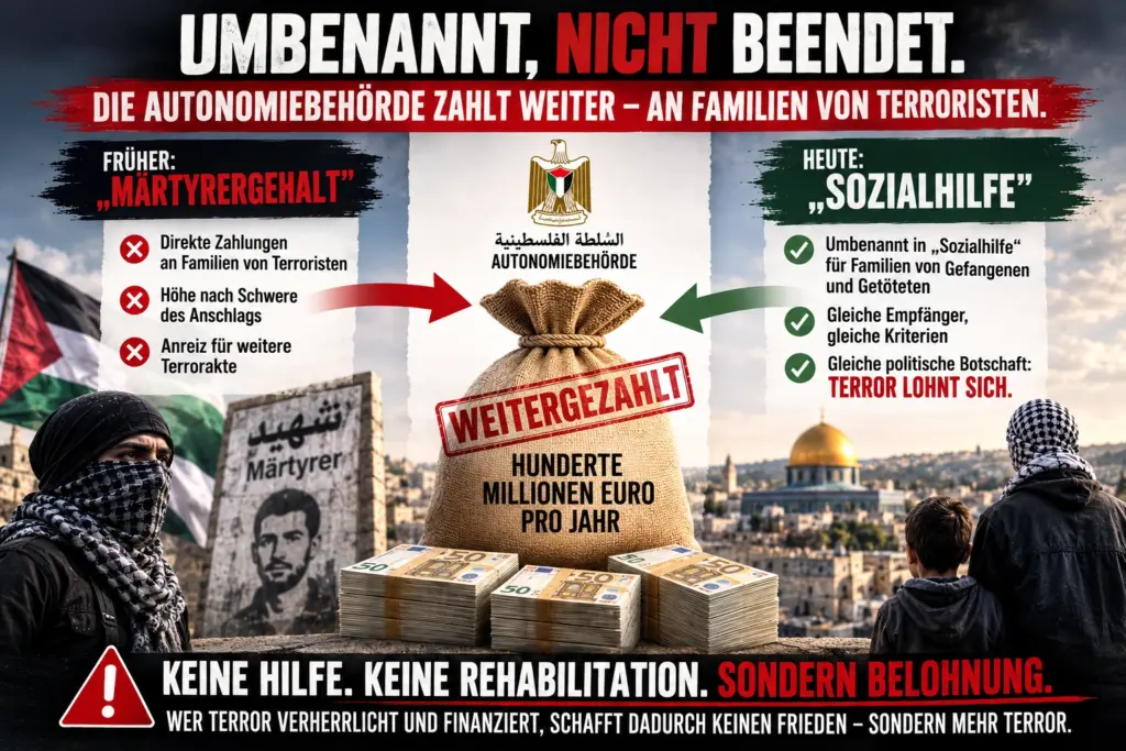 Siedlergewalt im Westjordanland: Was SPIEGEL ausblendet 5 Infografik zu fortgesetzten Zahlungen der Palästinensischen Autonomiebehörde an Familien verurteilter Terroristen
