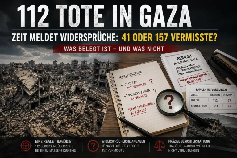 112 Tote in Gaza: 41 oder 157 Vermisste? 7 Zerstörte Gebäude in Gaza neben Quellenprüfung zu 41 oder 157 Vermissten