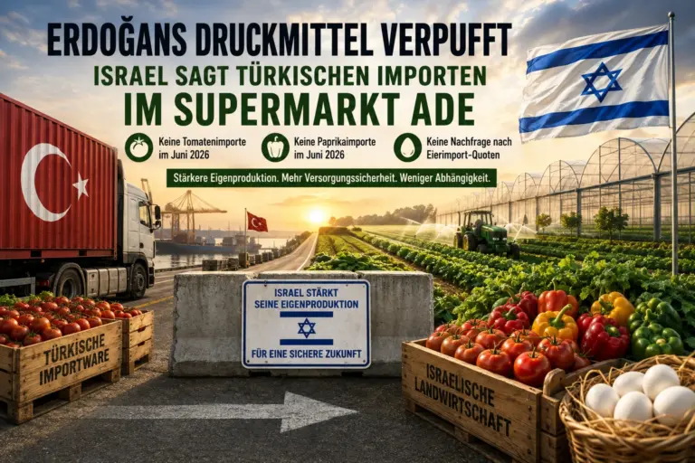 Erdoğans Druckmittel verpufft: Israel macht sich unabhängig 8 Türkischer Warenimport trifft auf israelische Landwirtschaft mit Gewächshäusern, Gemüse und eigener Produktion