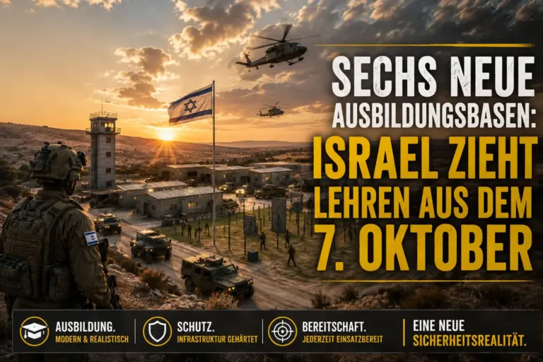 Israel baut sechs neue Ausbildungsbasen: Die Lehren des 7. Oktober 9 Symbolische israelische Ausbildungsbasis mit Soldat, Militärfahrzeugen und Hinweis auf die Lehren des 7. Oktober