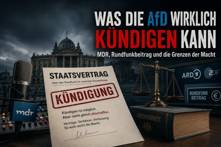 AfD, MDR und Rundfunkbeitrag: Was wirklich gekündigt werden kann 6 Symbolische Darstellung zu AfD, MDR, Rundfunkbeitrag und den Grenzen einer Kündigung von Staatsverträgen