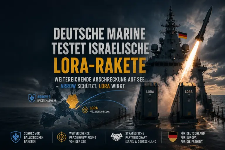 LORA im Nordatlantik: Wie Israel Deutschlands Marine verändert 14 Symbolische Darstellung einer deutschen Fregatte beim Start einer israelischen LORA-Rakete im Nordatlantik