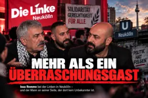 Symbolische Montage zu Issa Remmo, Ibrahim Ibrahim und dem politischen Umfeld der Linken Neukölln.